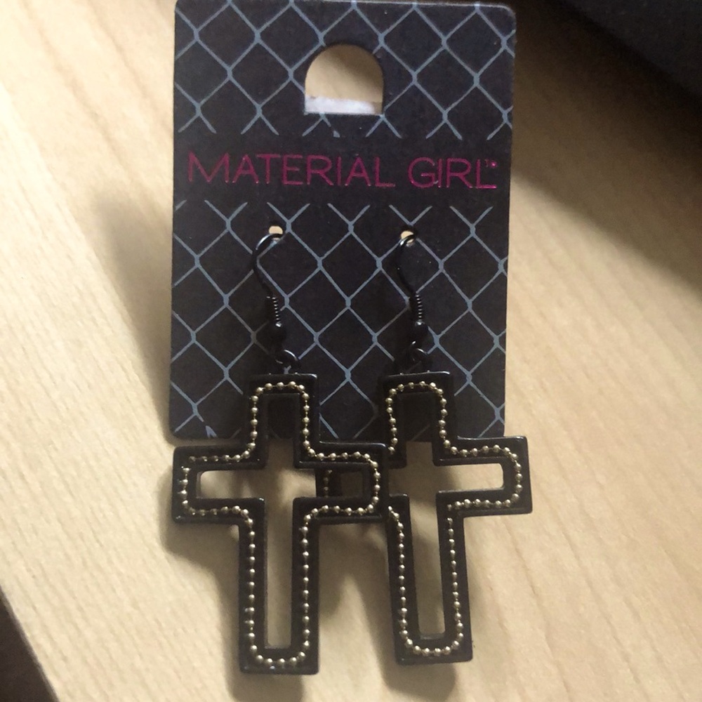 Material girl cross earrings